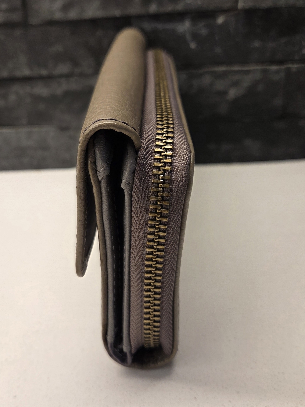 Fossil Taupe Pebbled Leather Wallet Clutch - Picture 7 of 12
